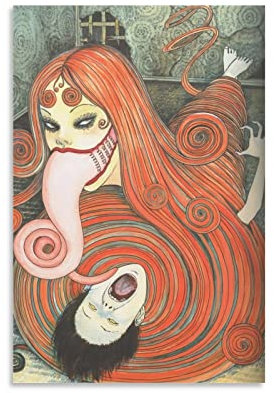 BISUE Junji Ito Horror Thriller Comics Uzumaki Poster Dekorative Malerei Leinwand Wandkunst Wohnzimmer Poster Schlafzimmer Gemälde 30 x 45 cm
