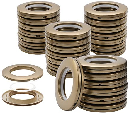 Knpwer 32 Stück Vorhang Ösenringe,Vorhangringe Stoffösen Runde Plastikringe Clips Innendurchmesser 40mm DIY Ringe für Fenstervorhang,Duschvorhang (Mattes Braun/Kaffee)
