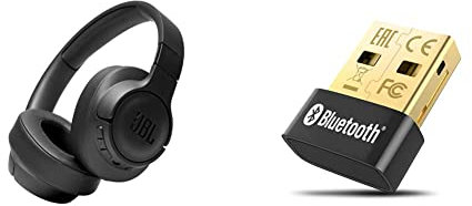 JBL Tune 710BT Wired and Wireless Over-Ear Headphones with Built-In Microphone, in Black & TP-Link Nano USB Bluetooth 4.0 Adapter for PC Laptop Desktop Computer, Long Range Bluetooth Dongle/Receiver