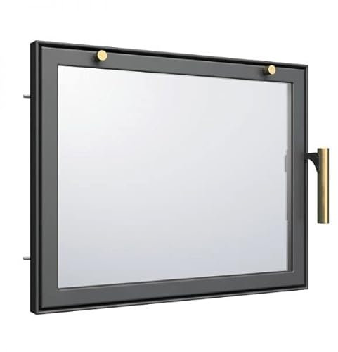 IGNIF Puerta de chimenea 80 x 60 cm con cristal. Sentido de apertura: izquierda. Mango a la derecha. Vidrio transparente. Estilo moderno.