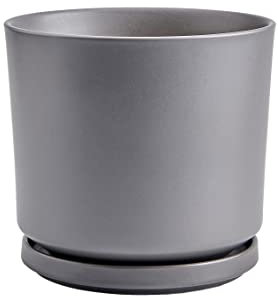 Lartzell Plant Pots, 7.5 Inch Planters for Indoor Plants, Grey Ceramic Flower Pot with Saucer and Drain Hole, Matte Planters for Home Office & Outdoor Decor