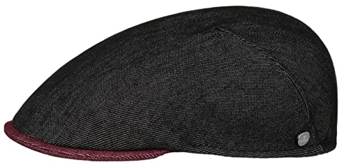 LIERYS Twotone Summer II Flatcap Schiebermütze Baumwollmix Herren Made in Italy Frühjahr Sommer Cap mit Stretchfutterband schwarz S (54-55 cm)