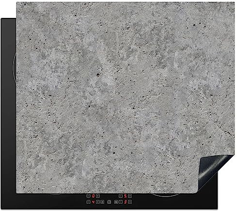 KitchenYeah© Coperchio Piano Cottura 60x52 cm Cucina Copri Fornelli Tappetino Induzione Antiscivolo Piastra Protezione Calcestruzzo - Ardesia - Grigio - Struttura in calcestruzzo