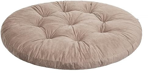 HOBBYGARDEN Hängesessel Kissen, Hängekorb Sessel, Indoor/Outdoor, Auflage, Rund, Swing, Schaukelkissen, Sitzkissen für Stuhl, Velvet, Waschbar, Beige, 92 x 92 cm
