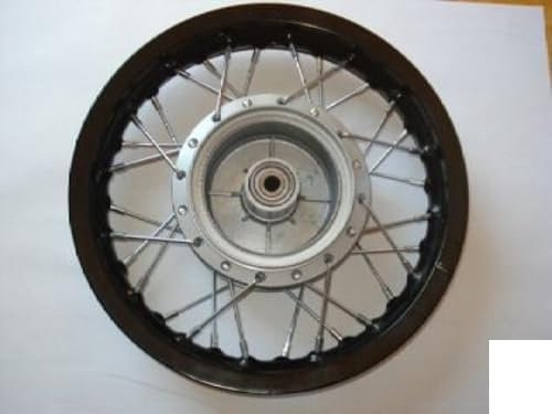 HMParts Felge Alu Eloxiert 12 Zoll hinten Schwarz Trommel 12 mm Achse für Pit Bike, Dirt Bike