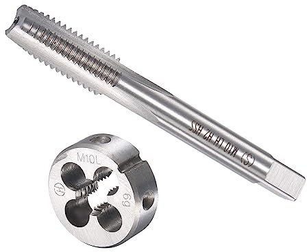 CoCud Taraud et Matrice Ensemble, M10 x 1.5 Filetage, Gauche Manuel Métrique Haute-vitesse Acier Machine Vis Taraud & Rond Outil - (pour Filetage Tapotement Réparation), 1-Ensemble