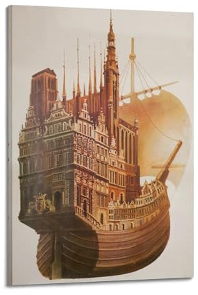 KTIN Stadt-Poster, Vintage, Polen, Danzig, dekoratives Gemälde, Leinwand, Wandposter und Kunstdruck, modernes Familienschlafzimmer-Dekor-Poster, 30 x 45 cm