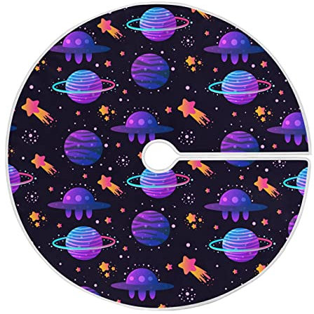 91cm/36Inch Weihnachtsbaumdecke Baumdecke Weihnachten Christbaumdecke Für Zuhause Heimdekorationen Urlaub Cartoon-Raketen, Planeten, Raumschiff, Kometen, UFO