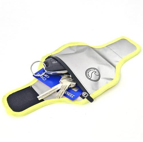 SwimCell Hi Vis Reflective Wrist and Ankle Wallet For Keys, Cards, ID, Timing Chip Light Activated Reflective Armband, Sweatproof Key Holder For Running, Walking and Cycling.