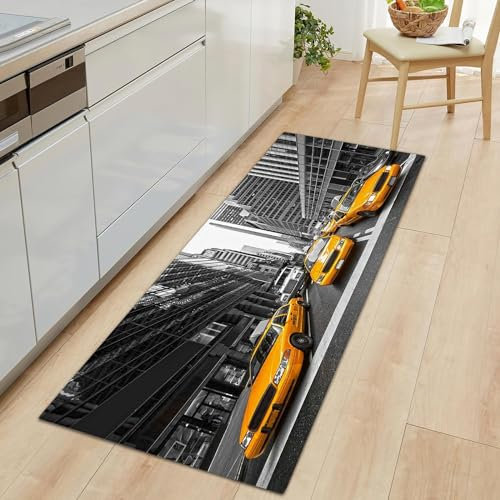 okoikfc New York Teppich 3D Teppich Wohnzimmer 100 x 150 cm Waschbarer rutschfest Teppiche für Kinderzimmer Schlafzimmer Deko Antirutschmatte Carpet Matte B778