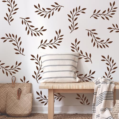 SHYJSHYJ Pochoirs muraux réutilisables pour peindre un grand motif sur le mur, feuilles d'arbre botaniques décoratives pour décoration murale moderne, floral, scandinave, bohème