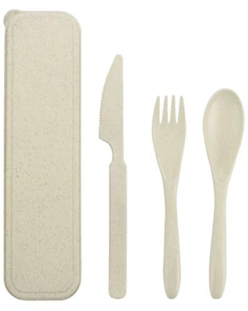 Ensemble de Couverts de Camping,Couvert Plastique Reutilisable avec Etui Ensemble d'Ustensiles Vaisselle D'ustensiles Portables Couteau Fourchette CuillèRe pour Voyage Pique Nique Ecole