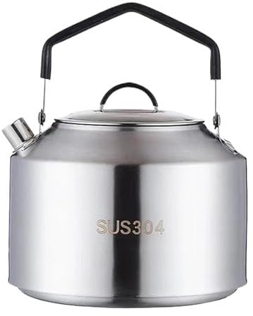 1/2 Camping Tea Kettle | Lightweight Camp Tea Coffee Pot, 304 Stainless Steel Outdoor Kettle | Compact Deurable Camping Kettle for Open Fire | Fast to Boil Camping Water Kettles for Cookware