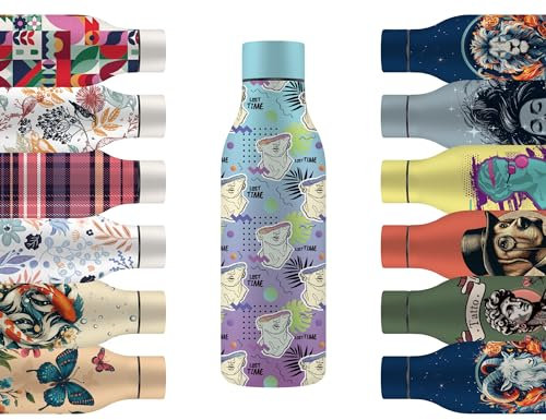 Mi Ko Mi Ka Botella de Agua de Acero Inoxidable - Botella Térmica Reutilizable de Diseño 550ml | Sin BPA | Mantiene 24H Frio / 12H Calor | Termo y Hermética - A Prueba de Fugas (Arte)