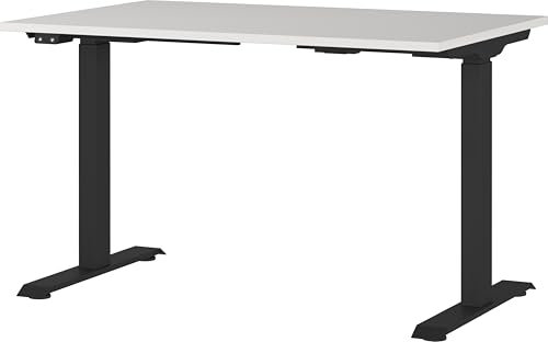 Germania Schreibtisch 7907-581, in Lichtgrau/Schwarz, EL. höhenverstellb., 120 x 120 x 80 cm (BxHxT)