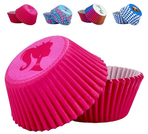 MORAINJAY 100 Stück Papier Muffinförmchen,Standardgröße 6.8x5x3.2 Rosa Barrbie Einweg Backförmchen für Backen,Dessert Liners Wrapper,Fettdicht Cupcake Förmchen für Picknick,Hochzeit,Geburtstag,Party