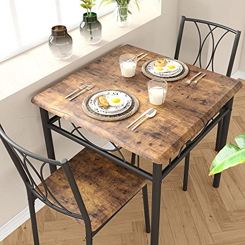 CABIHOME Juego de mesa de comedor para 2, juego de mesa de cocina de 3 piezas para 2, juego de 2 mesas de cocina cuadradas, juego de mesa de comedor para espacios pequeños, apartamento, comedor,