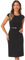Allegra K Elegant Office Dress for Women's Round Neck Cap Sleeve Belted Work Sheath Dresses Black M