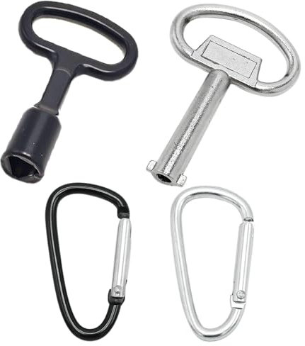 HAPPOW Pack of 2 Keys, Triangle Key Universal with 2 Carabiner Hooks, Tap Wrench, Universal Tool for Wheelie Bins, Taps, Barrier Posts and More, Robust and Practical
