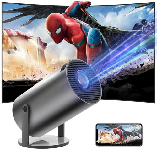 Mini Projector,HY300 Pro 4K Projector,Automatic Keystone Correction Portable Projector.Smart Projector with Android 11,Wifi 6 and Bluetooth 5,180 Degree,130 Inch Display. (Gray Black)