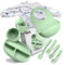 Navik | coffret repas bebe | assiette ventouse pour bébé | tasse apprentissage bebe | bol ventouse pour bébé et cuillere bebe en silicone | vert