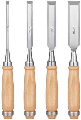 YUQGAOP 4-teiliges Holzmeißel, Meißel, Profi-Holzmeißel-Sets, Holzbearbeitungswerkzeug-Set, Schrägkantenmeißel-Set, Holzbearbeitungsmeißel.