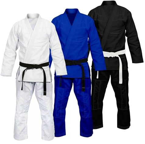 Agile Dragon Bjj Gi pour homme – Gi de jiu jitsu brésilien – Tissu anti-transpiration pré-rétréci – Lavable en machine – Ceinture blanche incluse, blanc, A3