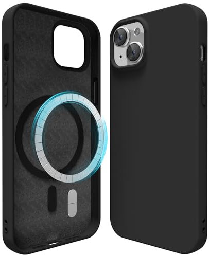 oakxco Silicone Case for iPhone 13 Mini/ 12 Mini Compatible with Magsafe Magnetic Wireless Charging, Slim Thin Soft Rubber Gel with Magnet, Matte TPU Mag Cover for Women Men, Black
