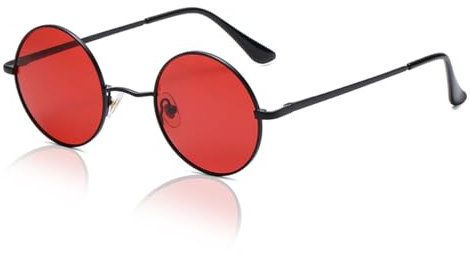 XITUADDA Polarisiert Retro Runde Sonnenbrille Herren Damen Mode Hippie Metallrahmen UV400 Schutz