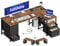 Coleshome Computer Corner Desk with Drawers, 140×70 cm L Shaped Office Desk with Power Outlet, Reversible Study PC Table with Storage for Bedroom, Vintage Brown