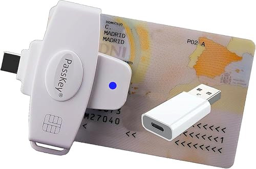 PassKey Lector de DNI (Profesional)- USB C y A - Mac Intel-M1-M2-M3-M4 y Pro - Windows 10/11 y Linux Pro - Empresa Española con Soporte Personal.