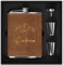 Juego de Regalo de Petaca Personalizada para Hombres 237ml/8oz, Petaca de Acero Inoxidable 304 Grabada para Caza, Viajes o Escalada con Icono de Montaña (Marrón)