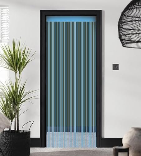 ZEBRA BLINDS Tenda a fili, tenda zanzariera per porta, tende con nappe per porta, decorazione per finestre, divisorio elegante (blu, 100 x 210 cm)