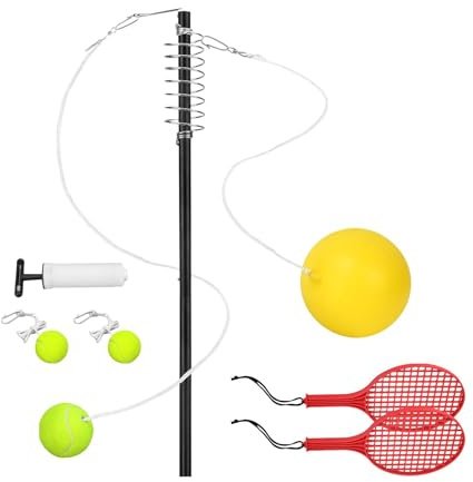 Pegciuho Tetherball Tennisspiel Tennistrainingsgerät mit Höhenverstellbarer Stange Und Befestigungsseil