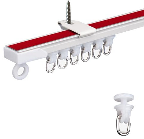 Selbstklebende Vorhangschiene Aluminium Gardinenschiene Weiß Mit Deckenbefestigung 100-500cm Für Duschvorhang Büros Hotels Kliniken(270cm)