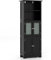 COSTWAY Bathroom Tall Cabinet, Freestanding Storage Cupboard with Tempered Glass Door and Open/Adjustable Shelves, Wooden High Floor Storage Cabinet for Living Room Kitchen Hallway (Black)