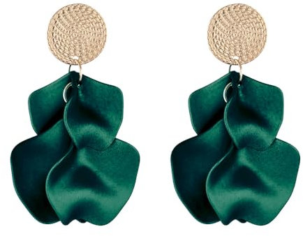 TTPSRY Pendientes para Mujer Pendientes Fashion Simple Pendientes Borla Pétalos de Colores Pendientes Hipoalergénicos Joyería Pendientes Moda Joyas(Verde)