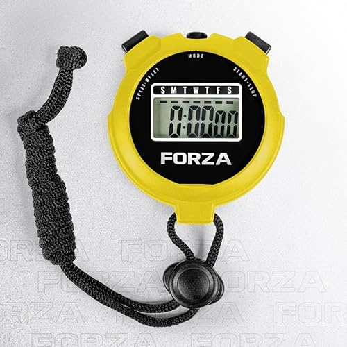 FORZA Stopwatch | Multi-Functional Sports Stopwatch Timer for Coaches, Athletes and Schools with Water-Resistant, Easy-to-Read Display - Choose Your Colour! (Yellow, Pack of 10)