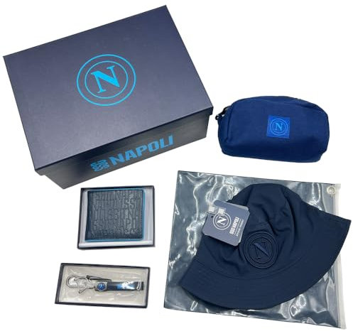 Enzo Castellano SSC NAPOLI Set mit 4 Produkten in Box, Hut, Geldbörse, Schlüsselanhänger und Tasche, offizielles Produkt