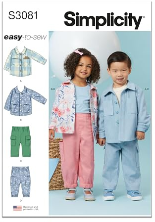 SIMPLICITY Sewing Pattern SS3081A Toddlers' Jackets and Trousers A (1/2-1-2-3-4)