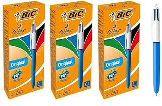 BIC 4 Farben Kugelschreiber Set – 4 Colours Original – 3 x 12er Pack – Ideal für Büro, Home Office & Schule