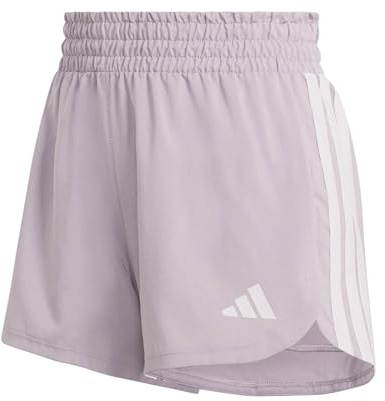 adidas Women's Pacer Workout Woven High Rise Shorts, preloved fig/White, XL 5 inch
