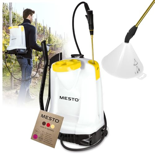 MESTO RS125 Rückenspritze 12 L Set inkl. Spritzschirm | Gartenspritze mit 6 bar Druck | Unkrautspritze Garten | mit ergonomischen Abstellventil & Kontrollmanometer | FPM-Dichtungen | Rückensprühgerät