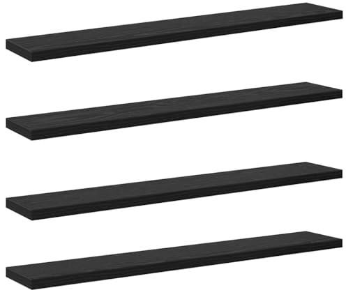 vidaXL Bookshelf Board 4 pcs Black 60 x 10 x 1.5 cm Engineered wood, Living Room, Modern Bookshelf, Decorative Storage Solutions, Minimalist Design, Space Saver Shelf, Versatile Bookcase