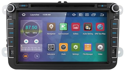 Pizgear Reproductor multimedia for coche Android 10 de 8 pulgadas, RAM 4 GB ROM 64 GB, for VW, for Golf, 5, for Caddy, Passa B6, for Seat, Leon, GPS, WIFI, radio estéreo con DVD for coche Interfaz mul