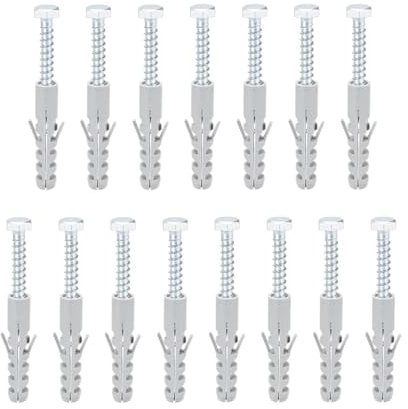 chevilles, Lot de 15 boulons d'ancrage en plastique 12 mm x 60 mm for mur de tuyau d'expansion avec vis grises for la construction de maisons à faire soi-même