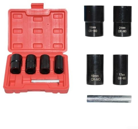Radmutter-Ausdreher-Set aus Chromstahl, 5-teilig, Werkzeug zum Entfernen von gebrochenen Schrauben, mit 1,27 cm (1/2 Zoll) Treiber für Auto und Bau