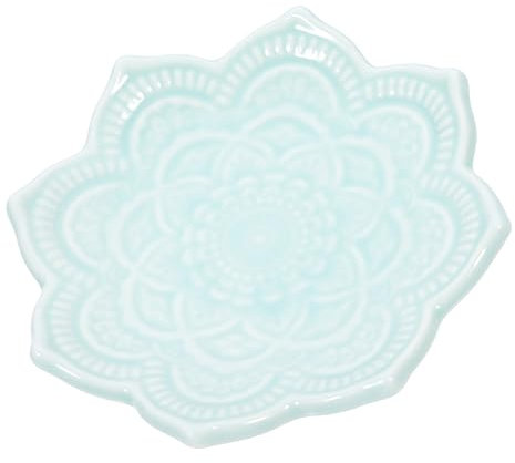 FUNNETOYU Plateau à Bijoux Céramique Mandala Forme de Fleur Organisateur de Bijoux Assiette Décorative pour Anneaux Boucles Oreilles Bracelets et Cosmétiques Design Élégant et Pratique pour
