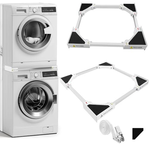 Kit Sovrapposizione lavatrice asciugatrice,supporto lavatrice asciugatrice,Telaio intermedio con filo stendibiancheria, telaio di collegamento (Frame di connessione in plastica)