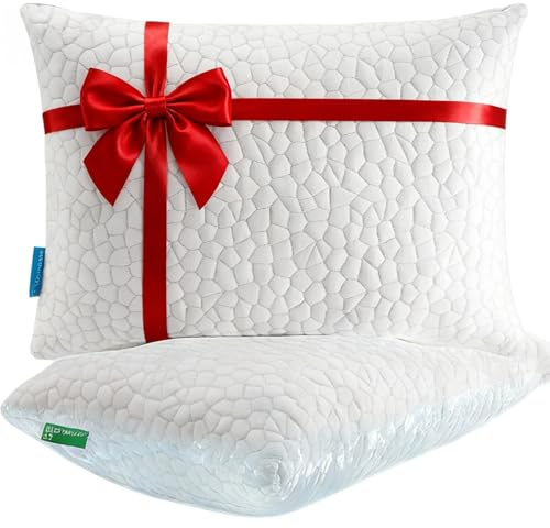 SUPA MODERN Cooling Pillow For Sleeping, Shredded Memory Foam Pillows Queen Size 2 Pack Bed Pillow For Side Back Stomach Sleepers, Adjustable Cool Pillows For Hot Sleepers With Washable Cover